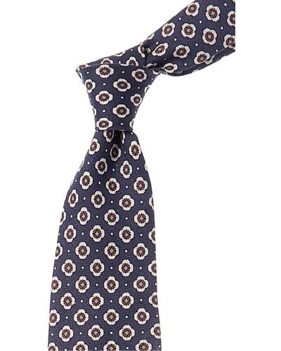 Brooks Brothers Navy Petal Dot Linen & Silk-blend Tie - Blue