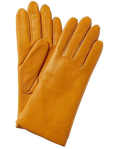 Lord + Taylor Cashmere-lined Leather Gloves - Orange