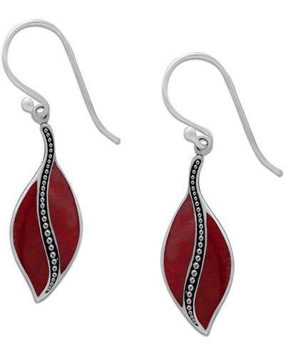 Samuel B. Silver 5.68 Ct. Tw. Coral Leaf Earrings - Red