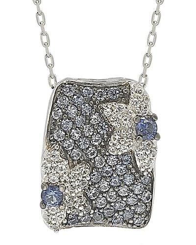 Suzy Levian Silver 0.86 Ct. Tw. Sapphire Necklace - Metallic