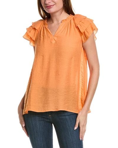 Nanette Lepore Tiered Cap Sleeve Top - Orange