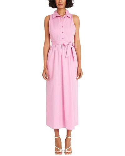 Maggy London Poplin Maxi Dress - Pink