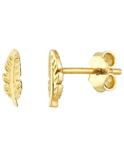 Pure Gold 14K Feather Studs - Metallic