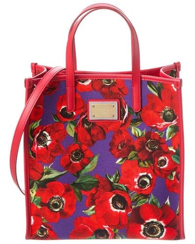 Dolce & Gabbana Dg Large Canvas & Leather Shopper Tote - Red