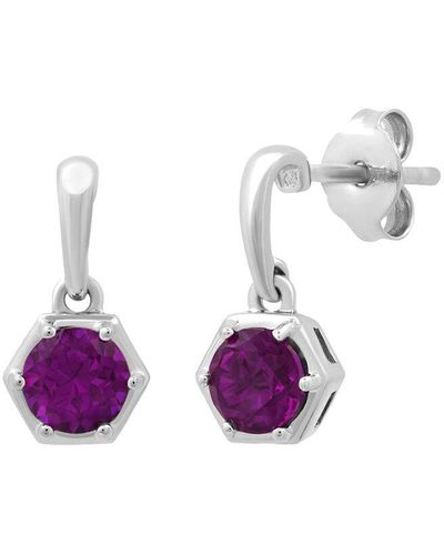 MAX + STONE Max + Stone Silver 0.75 Ct. Tw. Amethyst Drop Earrings - Pink