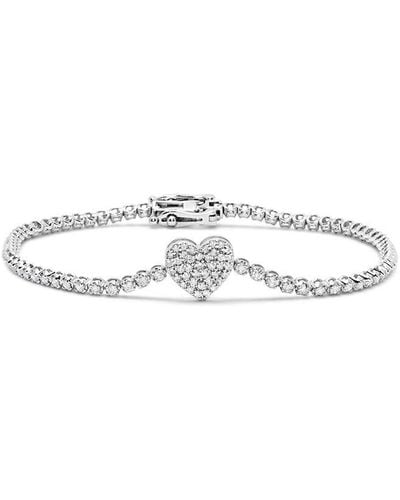 Meira T 14k 1.30 Ct. Tw. Diamond Heart Tennis Bracelet - White