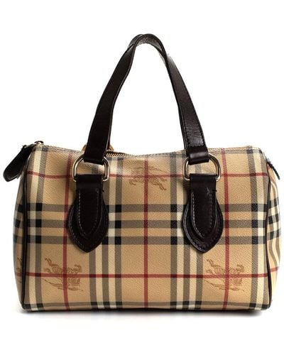 Burberry Canvas Plaid Chester Bowler Bag (Authentic Pre-Owned) - Brown