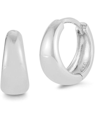 Glaze Jewelry Silver Graduated Huggie Earrings - White