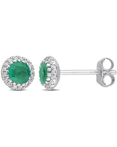 Rina Limor 14k 0.55 Ct. Tw. Diamond & Emerald Earrings - Green