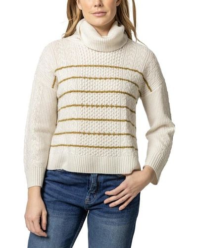 Lilla P Mixed Stitch Turtleneck Wool & Cashmere-blend Sweater - Natural