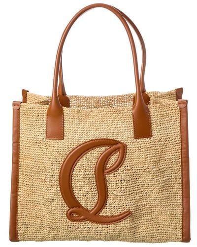 Christian Louboutin By My Side Large Raffia & Leather Tote - Brown