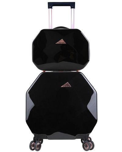 Kensie Gemstone Octagon 2pc Spinner And Cosmetic Case - Black