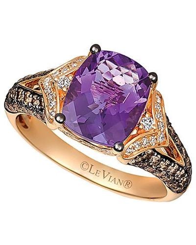 Le Vian Le Vian 14k Rose Gold 3.05 Ct. Tw. Diamond & Grape Amethyst Ring - Purple