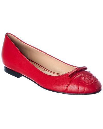 Gucci Double G Leather Ballet Flat - Red