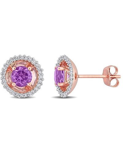Rina Limor 10k Rose Gold 1.02 Ct. Tw. Diamond & Amethyst Earrings - Pink