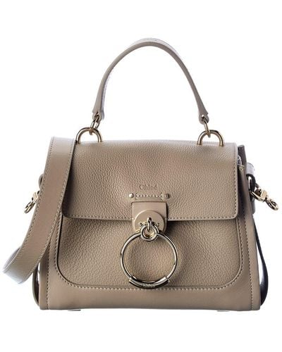 Chloé Tess Day Mini Leather Shoulder Bag - Gray