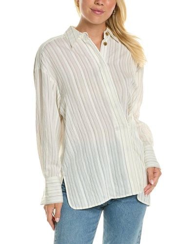 Rebecca Taylor Rumpled Stripe Shirt - White