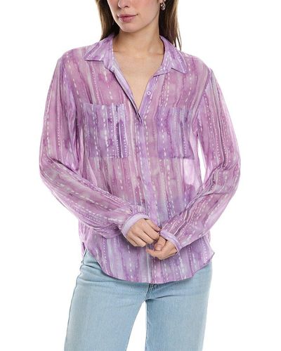 Bella Dahl Full Button Down Hipster Shirt - Purple