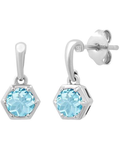 MAX + STONE Max + Stone Silver 0.70 Ct. Tw. Sky Blue Topaz Drop Earrings