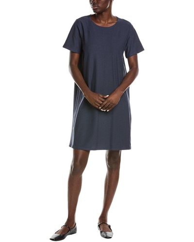 Eileen Fisher Jewel Neck Mini Dress - Blue