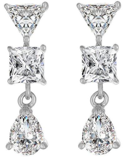 Genevive Jewelry Silver Cz Statement Earrings - White