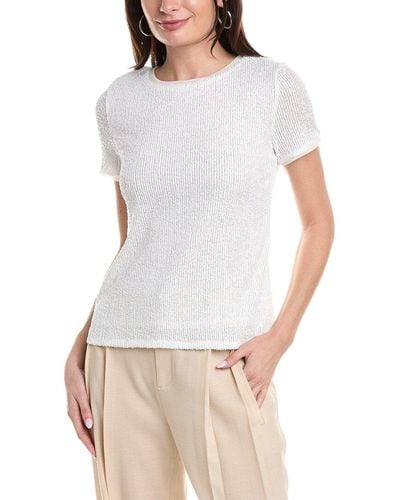 Anne Klein Banded Sequin Mesh T-shirt - White