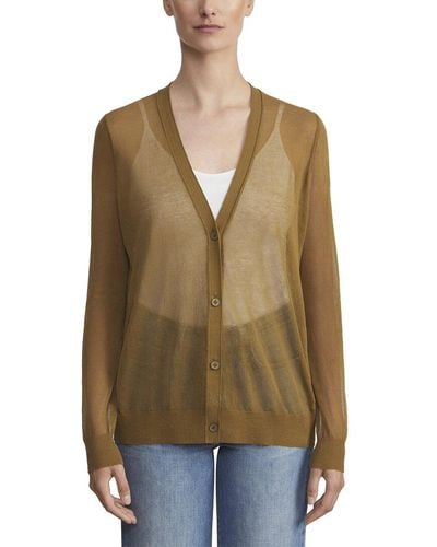 Lafayette 148 New York V-neck Button Front Wool-blend Cardigan - Green
