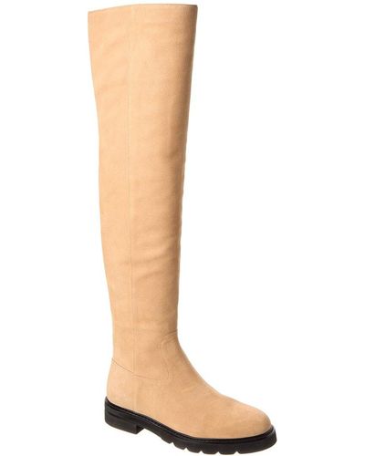 Stuart Weitzman Chicago Lug Suede Over-the-knee Boot - White