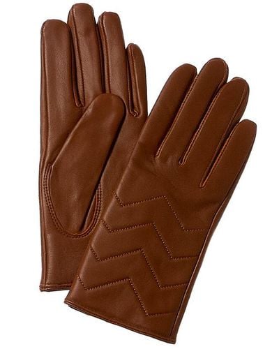 Phenix Quilted V Cashmere-lined Leather Gloves - Brown