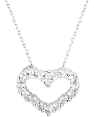 Suzy Levian 0.02 Ct. Tw. Diamond & Topaz Heart Pendant - White