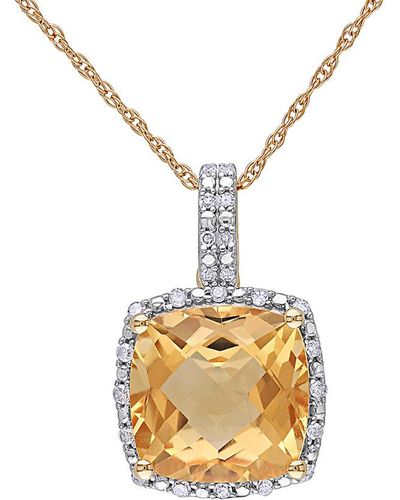 Rina Limor 10k 4.10 Ct. Tw. Diamond & Citrine Pendant Necklace - Metallic