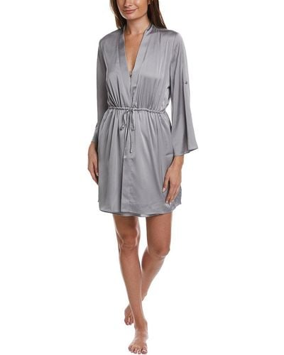 Flora Nikrooz Solid Luxe Woven Wrap Robe - Grey