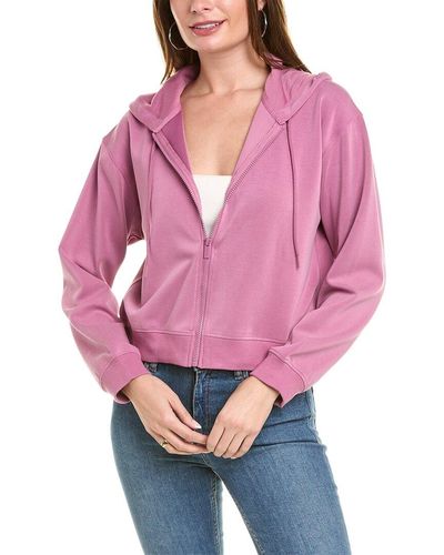 Splendid Tate Cropped Zip Hoodie - Pink