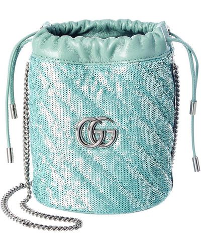 Gucci GG Marmont Mini Sequin Bucket Bag - Blue