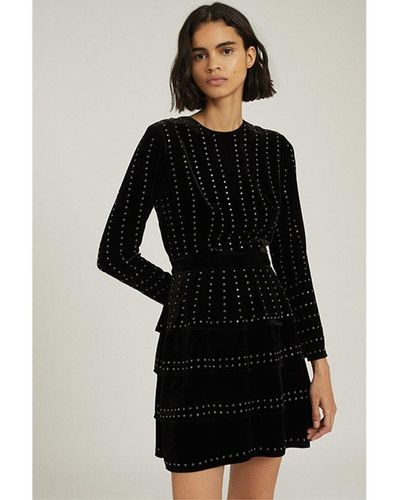 Reiss Angie Silk-Blend Mini Dress - Black
