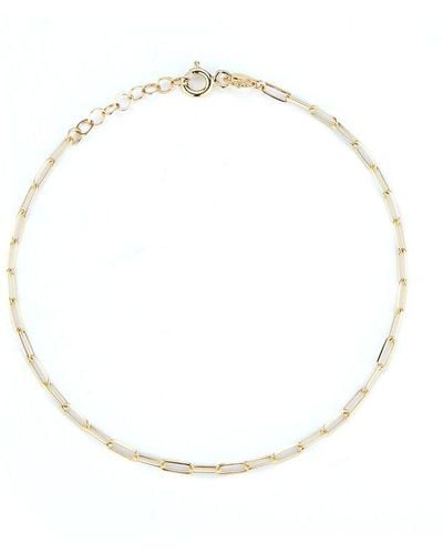 Ember Fine Jewelry 14k Dainty Paperclip Chain Bracelet - White