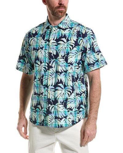 Tommy Bahama Plaid Over Paradise Camp Shirt - Blue