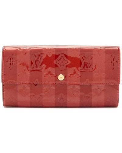 Louis Vuitton Monogram Rayures Leather Sarah Wallet (Authentic Pre-Owned) - Red