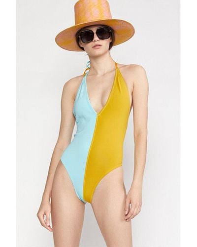 Cynthia Rowley Hudson Halter Swimsuit - Yellow