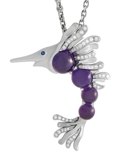 Chanel 18K 1.25 Ct. Tw. Diamond & Amethyst Swordfish Necklace (Authentic Pre- Owned) - Multicolour
