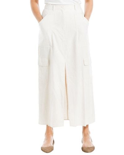 Max Studio Long Linen-blend Cargo Skirt - White