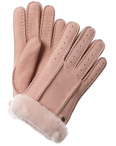 UGG Classic Perforated Two Point Suede Gloves - Pink