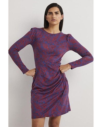 Boden Ruched Jersey Mini Dress - Purple