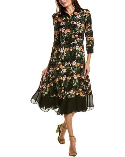 Gracia Floral A-line Dress - Black