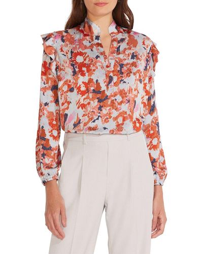 NIC+ZOE Nic+zoe Petite Pressed Petals Top - Red