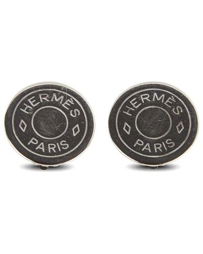 Hermès Fantasie Clip-On Earrings (Authentic Pre-Owned) - Grey