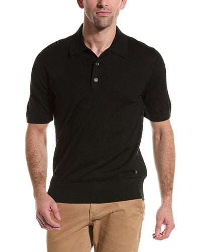 Burberry Wool & Silk-blend Polo Shirt - Black