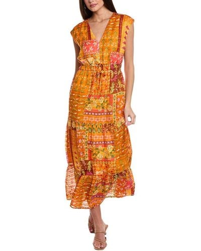 Marie Oliver Indy Linen-blend Maxi Dress - Orange