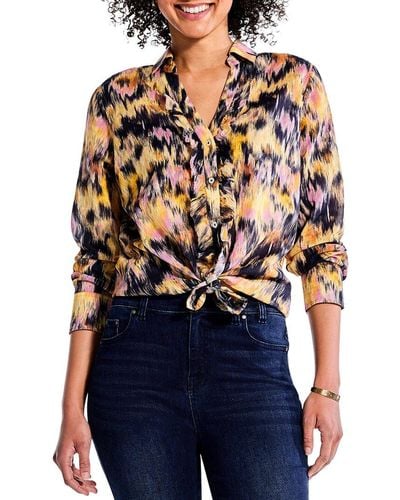 NIC+ZOE Nic + Zoe Petite Dreamy Refined Ruffle Shirt - Blue