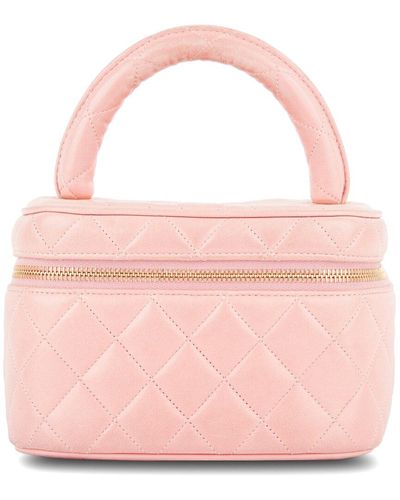 Chanel Lambskin Leather Top Handle Cosmetic Bag (Authentic Pre-Owned) - Pink